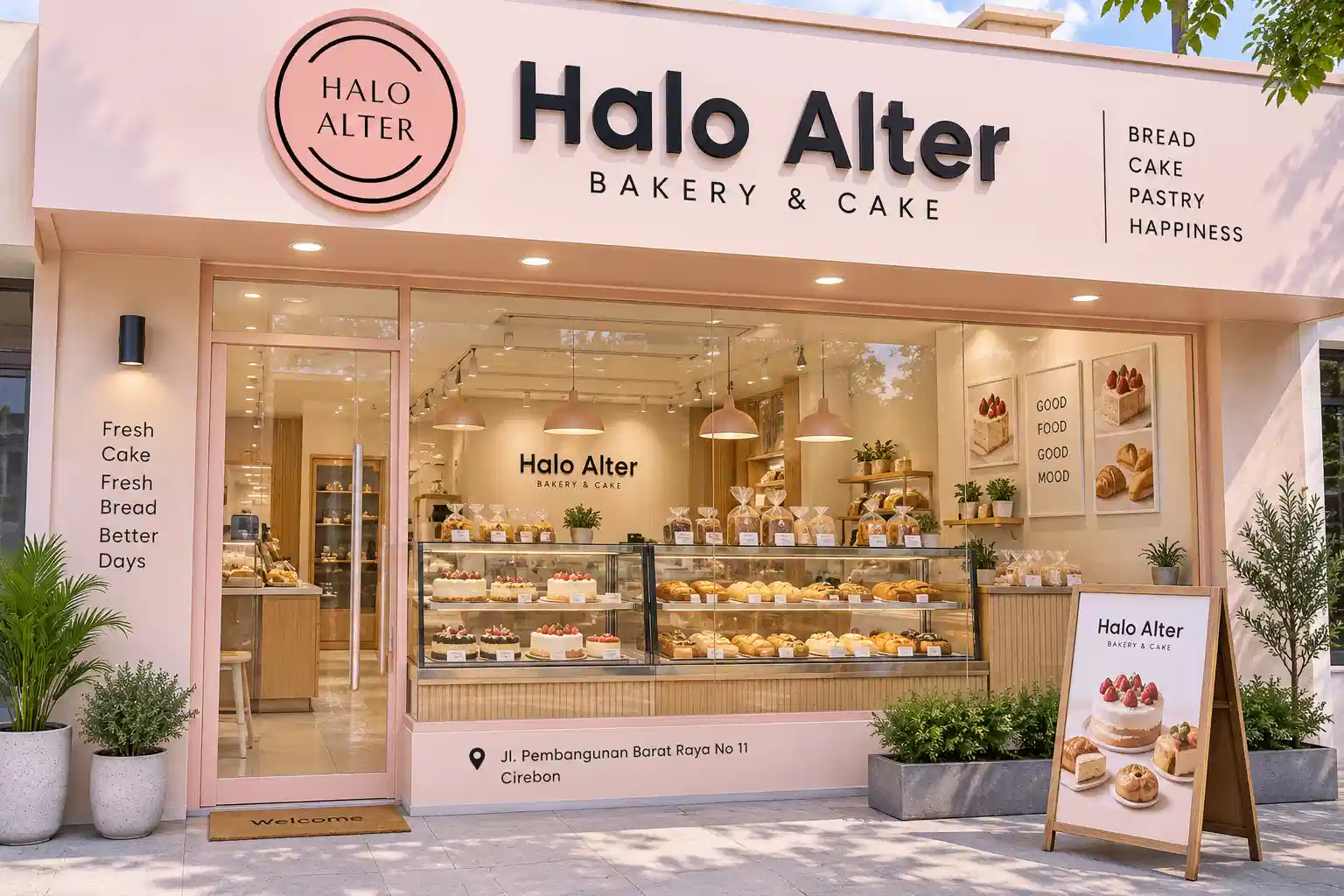 oko kue dan roti Halo Alter Cirebon dengan konsep bakery modern